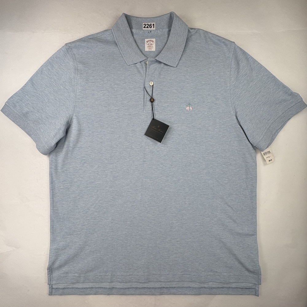 Brooks Brothers Polo Shirt Mens XL Blue Knit Supima Cotton Performance Stretch